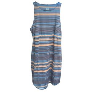 Prana Sleeveless Striped Shift Dress in Blue and Peach